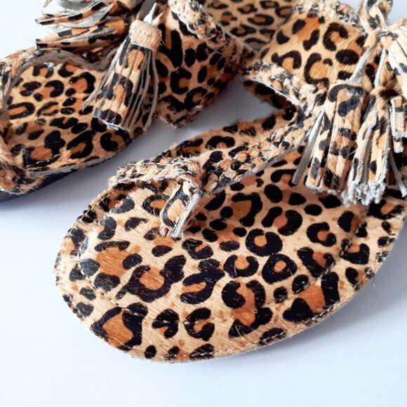 NWT Topshop animal print fleur fringe sandals - Picture 9 of 10